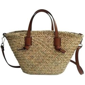 Stro Tas Casual Rieten Geweven Mand Tassen Rotan Vrouwen Handtassen Zomer Strand Stro Grote Capaciteit Tote Grote Schouder Crossbody Tas Stro Strand Tas, Bruin, Eén maat