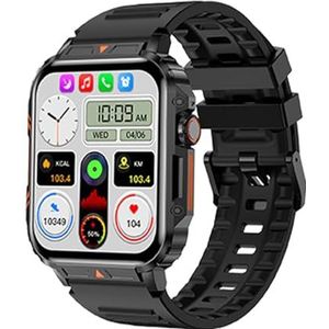 BUPEI Outdoor Sport Smart Horloge 1.95 ""HD Kleurenscherm Bluetooth Oproep Smart Horloge Gezondheidsmonitoring IP68 Waterdichte Fitness Tracker (Kleur: Zwart)