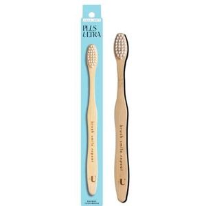 PLUS ULTRA Kindermaat bamboe tandenborstel | ""Brush Smile Repeat"" geëtst op tandenborstel | Eco-vriendelijke en biologisch afbreekbare tandenborstel voor kinderen met tandarts ontworpen borstelharen |