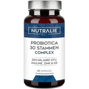 Probiotica en Prebiotica Intestinale - 30 Strains - 264 Miljard CFU per Dosis - Biprotics 30 Strains Complex - 60 Capsules Nutralie