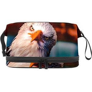 Grote capaciteit reizen cosmetische tas,Dier kale havik, make-up tas,Waterdichte make-up tas organisator, Meerkleurig, 27x15x14 cm/10.6x5.9x5.5 in