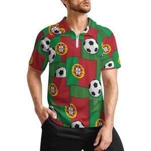 Portugal Voetbal Voetbal Patroon Heren Golf Polo Shirts Klassieke Fit Korte Mouw T-Shirt Gedrukt Casual Sportkleding Top M