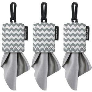 SPUDZ Classic Microfiber Lens Cleaner - Clip-On Pouch, Wasbaar - voor verrekijkers, scopes, brillen, schermen | Grijze Chevron, 6 x 6 Inch (3-Pack)