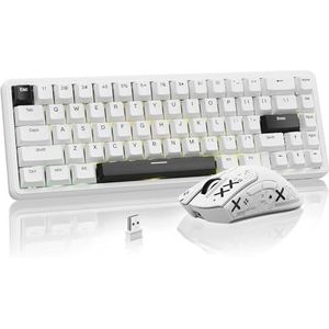 ATTACK SHARK Gaming Toetsenbord & Muis Combo, X65 HE Bedraad Magnetisch Toetsenbord en R1 Draadloze 59g Ultralichte Muis (8000Hz, RT 0,01mm, RGB, 65u Batterij) - Wit