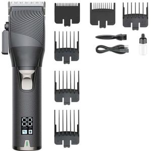 Tondeuse voor mannen, tondeuse professionele haarsnijmachine verstelbare tondeuse draadloze kapper digitale tondeuse voor mannen (kleur: zwart)