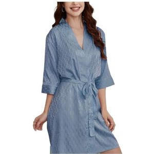 VONCYKI Dames Faux Zijde Badjas Dames Sexy Pyjama Oversized Nachtjapon High-End Nachtkleding Thuis Wear (Blauw, M)