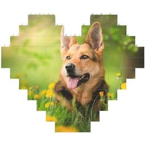 Huisdier Honden Gedrukt Bouwstenen Blok Puzzel Hartvormige Foto DIY Bouwsteen Puzzel Gepersonaliseerde Liefde Baksteen Puzzels voor Hem, Voor Hem, Voor Liefhebbers