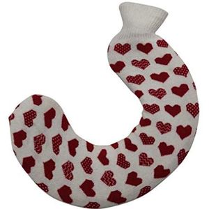 1.5L U-Shaped for Neck Hot Water Fles voor Verjaardagscadeau in de winter (Single Head red Heart on White)