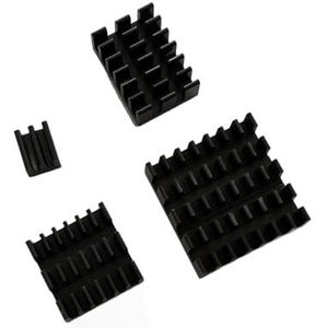 Aluminium koellichaam, set van 4 stuks, zwart, voor Raspberry Pi 5, zelfklevend, stille passieve koeling