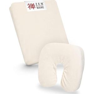 ZEN – Hoeslaken voor massagetafels & hoofdsteunen – zacht badstof hoeslaken voor cosmetica-, therapie- & behandeltafels – wasbare tafelbeschermer op 60°C – massageaccessoires Crème
