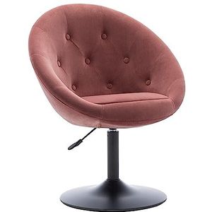 Duhome Loungestoel, in hoogte verstelbaar, fluweel, kaptafel, stoel, draaistoel, cocktailstoel met armleuning, voor woonkamer, eetkamer, slaapkamer, roze