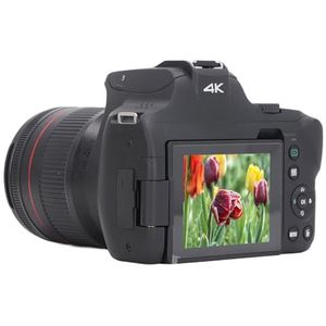 4K Digitale Camera voor Fotografie en Video, 64 MP Autofocus Vlogcamera met 12x Zoom, 3 '' Rotatie Flip-screen Compactcamera, voor YouTube Black Travel