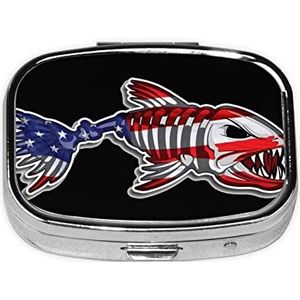 USA Bone Fish Vierkante Pil Box, Pil Dispenser Box Kabeljauw Lever Oliedoos Vitamine Pil Doos Patiënt Pillendoos