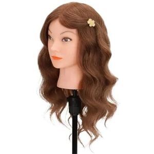 Mannequinhoofd van echt haar met statief, bruin, mannequinhoofd for cosmetica, for het stylen haarverzorging, oefenpoppenhoofd(Blonde Head1)