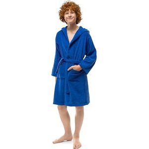 Twinzen Tienerjongensmeisjesbadjas met capuchon, 100 procent OekoTex-katoen, tienerbadjas 15-16 Jaar Marineblauw - Badstof Ultrazachte en absorberende badjas