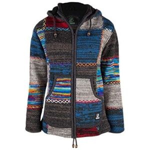 Shakaloha - Patchworkjas - Dames - Bonte Kleuren - Schapenwol - Capuchon