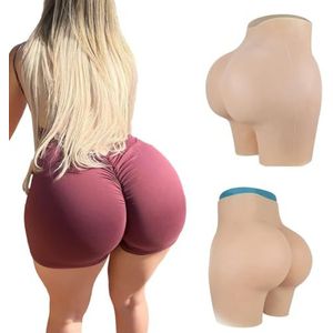 Adima Siliconen nep broekjes met bilopvulpads, shapewear controle shorts met open kruis, heupversterkende onderkleding voor vrouwen of mannen,Bronzen,one