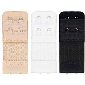 TRIXES BH-verlenger - elastische bh-verlengers voor dames - 2 haakverlengingen in het zwart, wit en beige