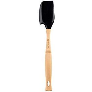 Le Creuset Middelgrote spatel met houten handvat en afneembare siliconen kop, zwart