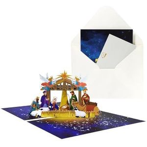 Kerststal pop-up kaart | 3D kerststal pop-up kaart | pop-up kerstkaart met enveloppen | Geboorte van Jezus pop-up wenskaarten voor Kerstmis
