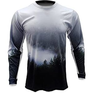 Heren Wielertrui MTB Downhill T-Shirt Lange Mouw Mountainbike Motocross Fietsen Jersey Ademend Vochttransport T-shirt Fietskleding (Color : TYP-1, Size : Large)