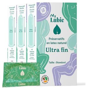 MY LUBIE - 3 x 12 ultradunne condooms - gesmeerd, veganistisch, eerlijk en gezond - standaardmaat 53 mm - natuurlijk gevoel en stevigheid - premium kwaliteit