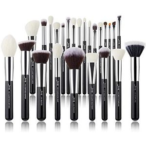 Bswefty Make-up borstels set zwart/zilver professioneel met natuurlijke haarfoundation poeder oogschaduw make-up borstel blush 6 stuks - 20 stuks (handvat kleur: T175 (25 stuks)