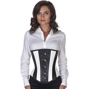 Leren corset zwart wit onderborst Korset lu35