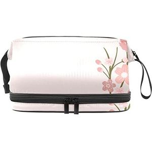 Grote capaciteit reizen cosmetische tas,Kersenbloesem-02, make-up tas, waterdichte make-up tas organisator, Meerkleurig, 27x15x14 cm/10.6x5.9x5.5 in