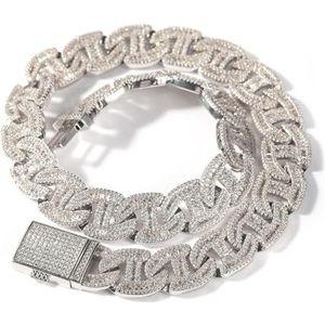 Cubaanse ketting ketting voor mannen/vrouwen, Link Chain dikke geometrische kettingen kettingen punk sieraden voor vrouwen en meisjes (Color : Silver_18inch)