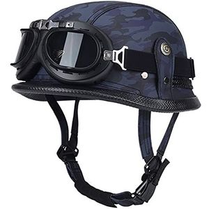 Motorhelm, ECE-gecertificeerde Duitse halfgelaatsveiligheidshelm Pilot Scooter Cruiserhelm D, XXL = 61-62 cm(B,L=5760CM)