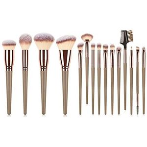 YAOYA Make-up borstel Vegan Grote Make-up Borstels Set Professionele Poeder Foundation Oogschaduw Cosmetische Make-up Penseel Gereedschap (Handvat Kleur: CF 15 stuks)