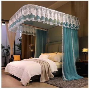 Princess Crown klamboe， hemelbed gordijnen， U-vormige dubbele laag klamboe met ruches for meisjes, slaapkamer, veelkleurig, meerdere maten(Blue,180x220cm)