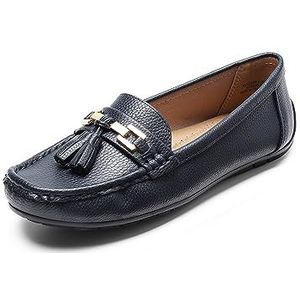 DREAM PAIRS Instappers voor dames, comfortabele casual modieuze platte schoenen voor autorijden, marineblauw, 40 EU