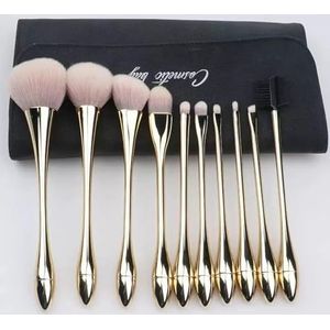 Kleine tailleset, volledige set van 10 poederborstels, blushkwasten, oogschaduwborstels, make-upgereedschap voor beginners, pluizige en zachte haren