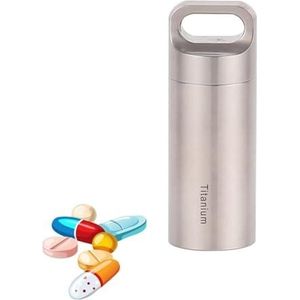 Pill dispenser Keychain Pill Case Titanium, Portable Pill Bottle Carrier, EDC Waterproof Container Pill Holder, For Outdoor Travel Daily, BPA Free (Size : S)