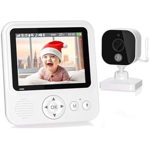 OBVHNUA Babyfoon met camera, 720p IPS, video, babyfoon, 2,8 inch met 2000 mAh accu, digitale zoom, VOX-modus, twee-weg audio, nachtzicht, temperatuurbewaking, slaapliedje, wekker