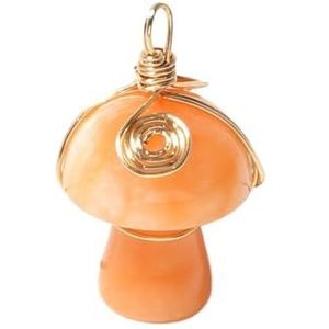 Natuursteen Paddestoel Vorm Hanger Roze Kristal Aventurijn Jades Bedels for Sieraden Maken DIY Ketting Oorbel Accessoires (Color : Oranje)