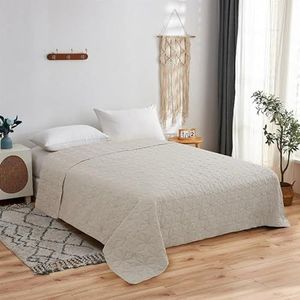 Sprei (taupe) 220x240 cm met gewatteerde tussenlaag, bedsprei - overgooideken, zomerdekbed gewatteerd - dekbed, omkeerbaar dekbed