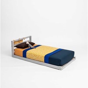 Bedframe op de vloer, Frame voor peuterbed, Kinderbedframe, Houten bed, Montessori-meubels, Montessori-bed (Grijs, 190x120cm)