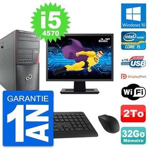 Fujitsu W530 PC Tower, 22 inch (55,6 cm), Intel i5-4570 RAM, 32 GB, 2 TB, Windows 10, WiFi (gereviseerd)