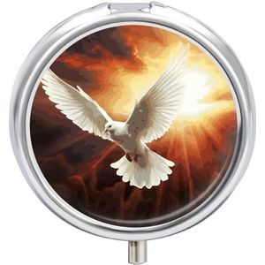 Dove Sun Art Pillendoosje Mini Pillendoosje Pocket Pil Case voor Mannen Reizen Pillendoos Leuke Pil Organizer 3 Compartiment Geneeskunde Pil Organizer Pil Container Pillenhouder