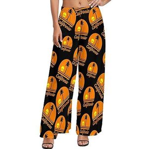 Palm Tree California Beach Casual wijde pijpen loungebroek voor dames, comfortabele losse joggingbroek, joggingbroek