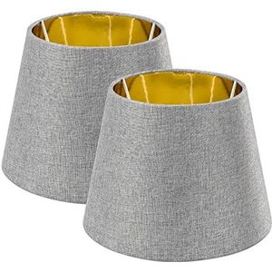 Navaris - Lampenkap - Grijs/goudkleurig - Set van 2 - E27 fitting - 16,2 cm hoog