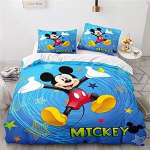 Agmdno Mickey Mouse kinderbeddengoed - beddengoedset meisjes 2-delig - kussensloop 80x80 cm + dekbedovertrek 135x200 cm (A6,200x200cm+80x80cmx2)