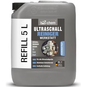 bio-chem Ultrasone reiniger, concentraat, werkplaats, 5 liter, voor carburateurs, metaal en aluminium, krachtig bij olie, vet, roet en slijtage, geschikt voor alle ultrasone baden