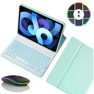 Toetsenbordhoes voor Lenovo Tab P12 Pro 12.7"" (2025), Magnetisch Afneembaar Draadloos Achtergrondverlichting Toetsenbord met Bluetooth Muis,Groen