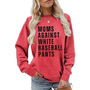 MLZHAN Moms Against White Baseball Broek Print Vrouwen Sweatshirt Moederdag Mama Gift Shirts Casual Harajuku Lange Mouw Tops (XXL, Rood), Rood, XXL