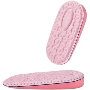 Elastische inlegzolen, comfortabel, ademend, bijgesneden sneaker, hielkussen, uniseks, binnenverhogende binnenzool, popcorn, schokabsorptie, hoog (half 1,5 cm - roze, EU 39-40)