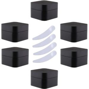 SDGBCXD, Pak van 6, 30 ml vierkante blauwe plastic zalfpotjes cosmetische potten met binnenvoering containers for lippenbalsem, lotion ，Cosmetische potten(Svart,20ml)